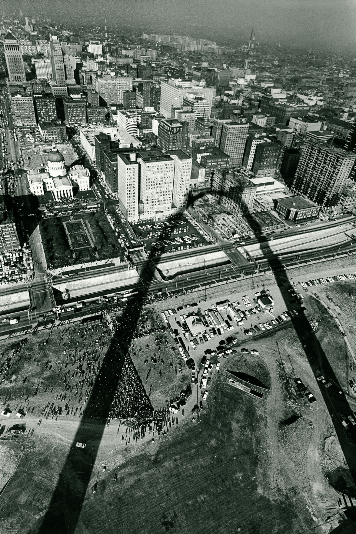 Gateway Arch Shadow Over Downtown
